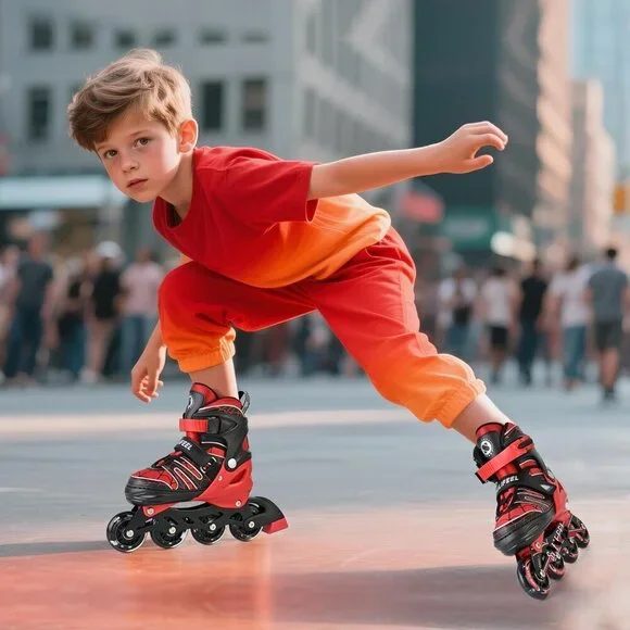 Sulifeel Kids D Spider Red Unicorn Inline Adjustable Light Up Wheels Skates - Picture 7 of 8